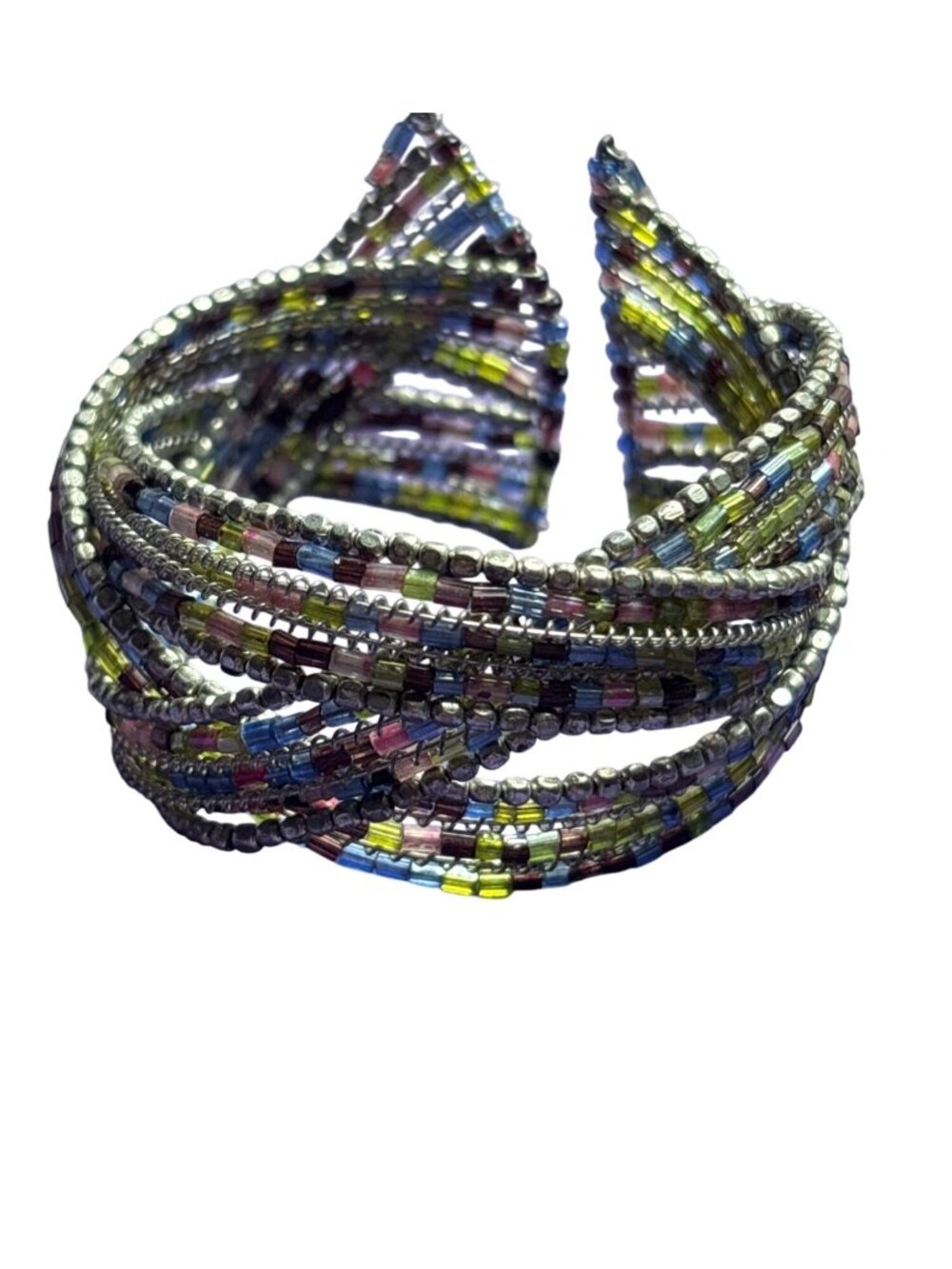 Multicolor Beaded Woven Cuff Bracelet